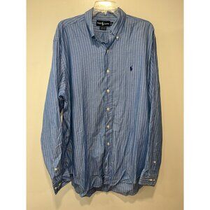 Ralph Lauren Men's Button-Down Shirt,‎ Size 16.5 36/37, Blue/White Striped